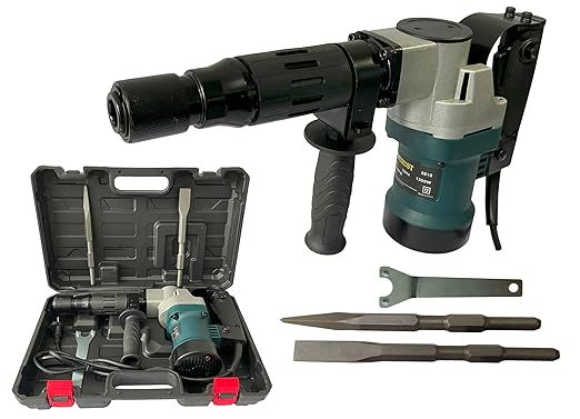 1300W 5.6kg Demolition Hammer Copper Armature and Coil with 2 chisels and a carrying box set Hex Chuck 17 mm Concrete Breaker with 6 MONTHS WARRANTY